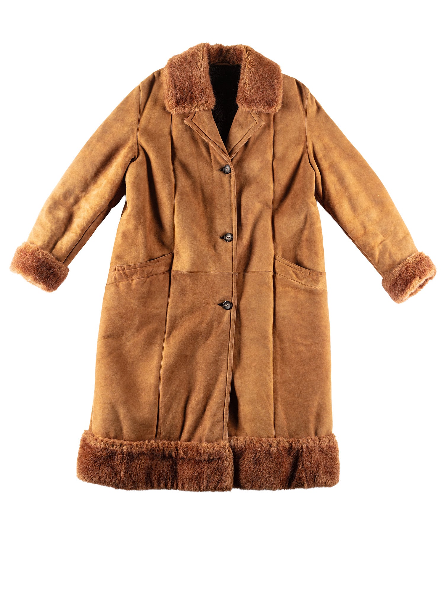 Vintage 70's Women Sheepskin Penny Lane Coat in Sand Brown by Northern Grip