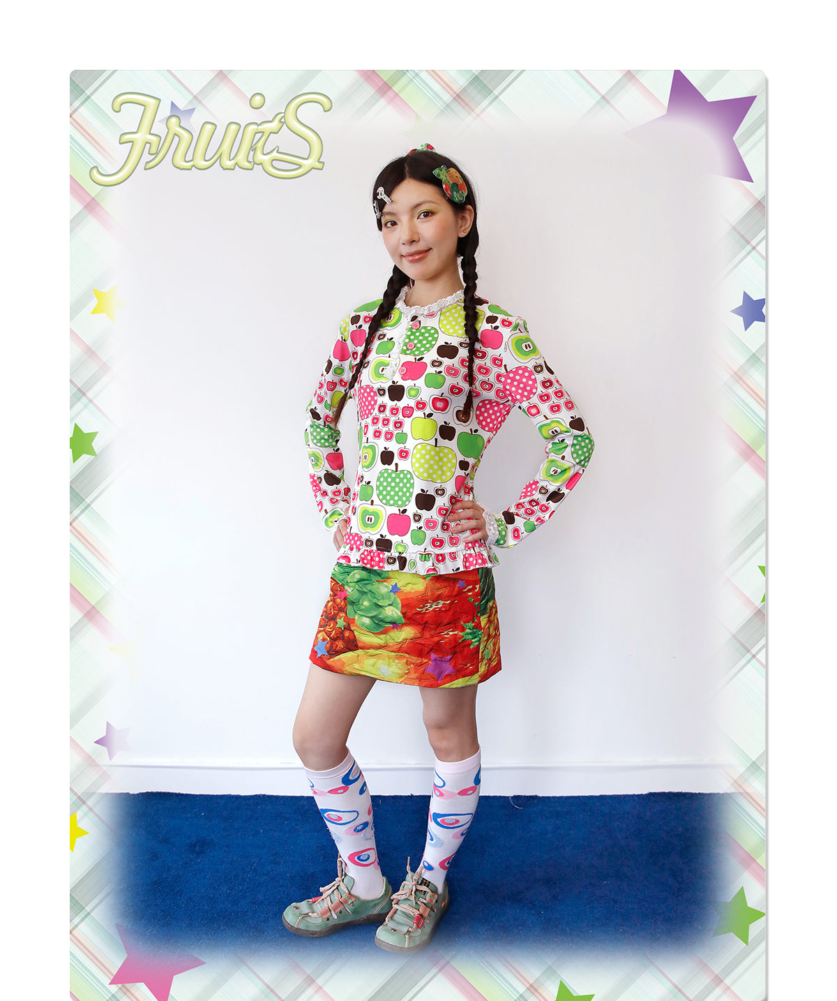 Kawaii Apple Polka Dot Lace Top - FRUITS by Land Decora