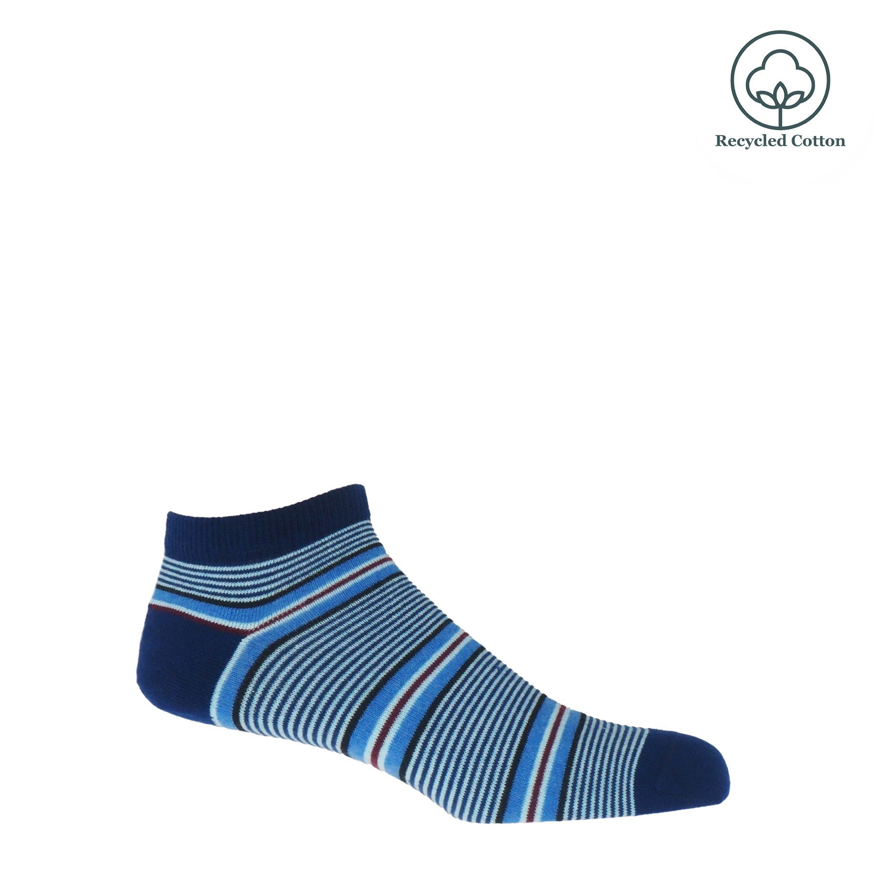 Multistripe Men's Trainer Socks - Navy by Peper Harow