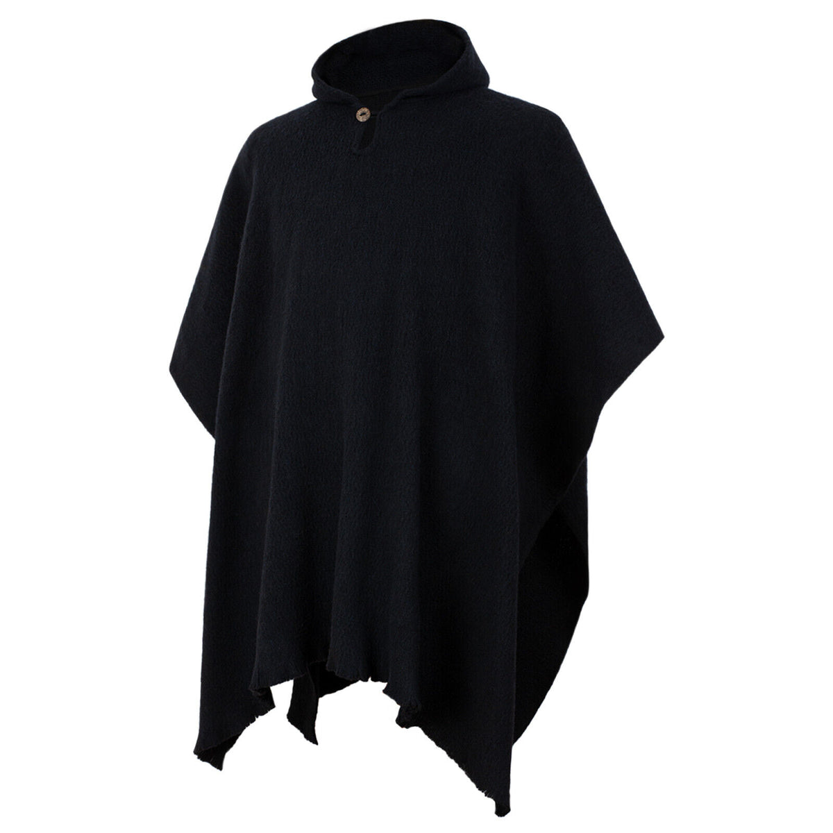 Llama Wool Unisex South American Handwoven Hooded Poncho - black striped by ECUALAMA