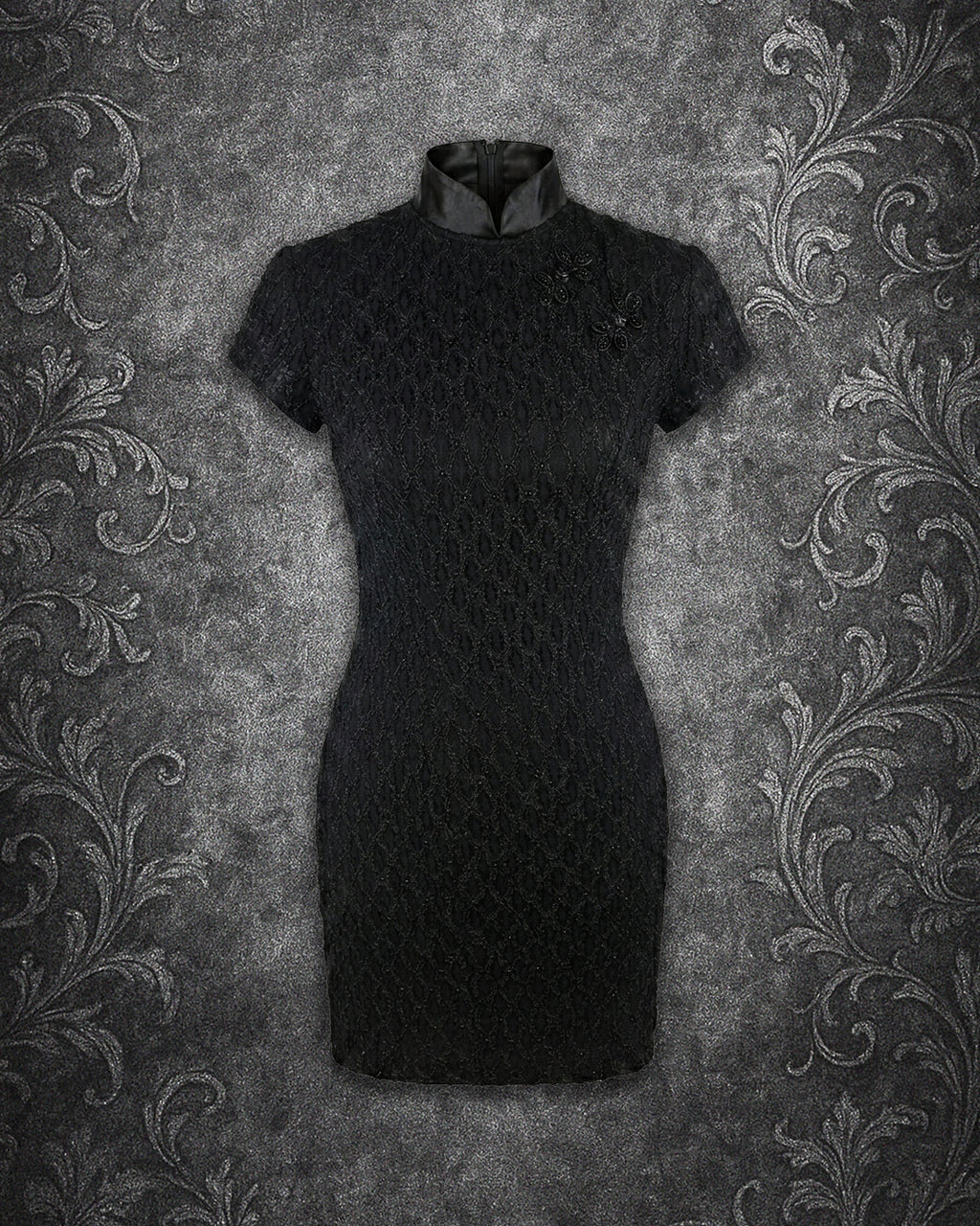 Vintage 90s ALGO 3D Lace Qipao Mini Dress by KATAKOMB