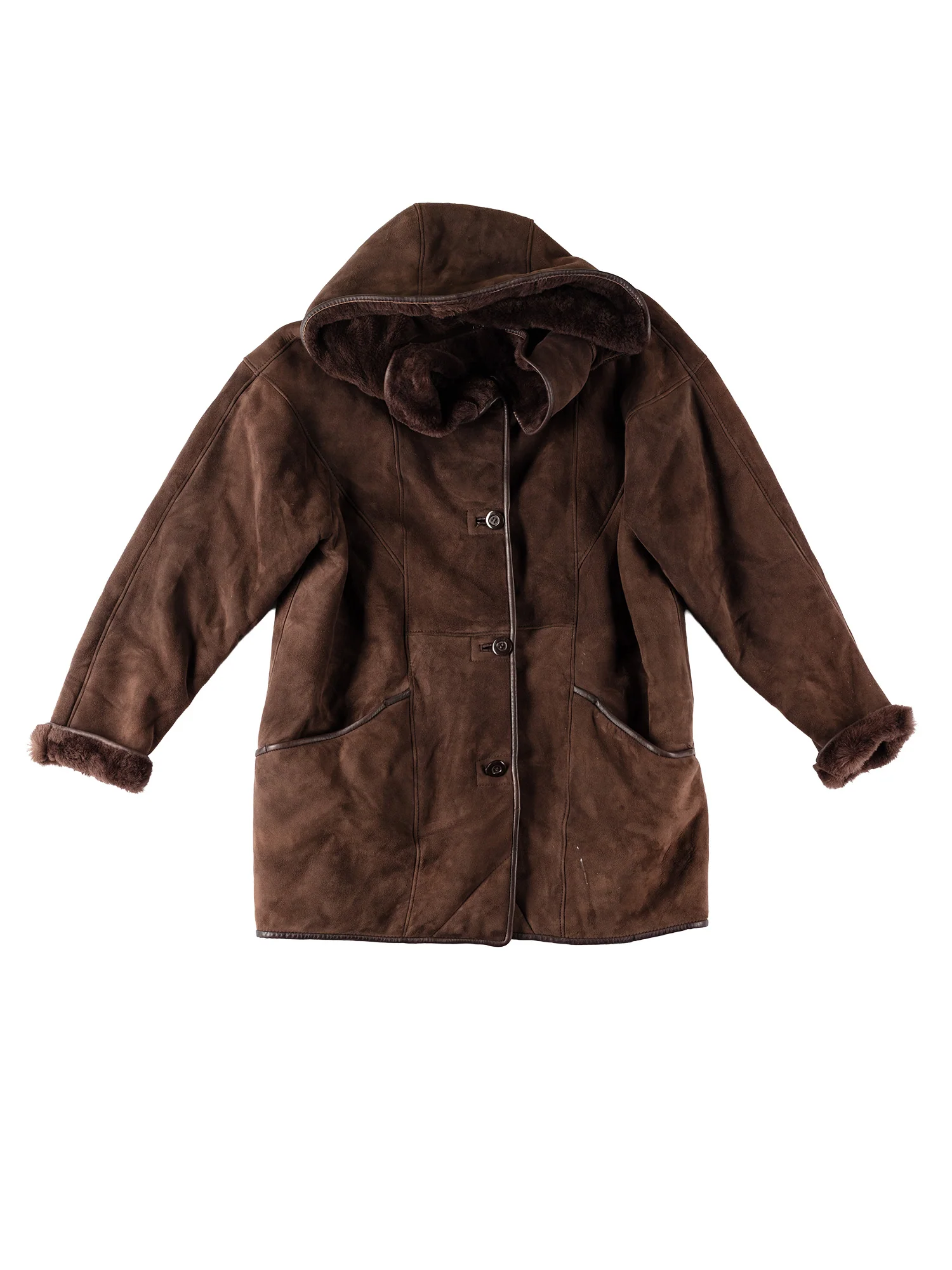 Vintage 80's Women Sheepskin Coat in Brown by Northern Grip