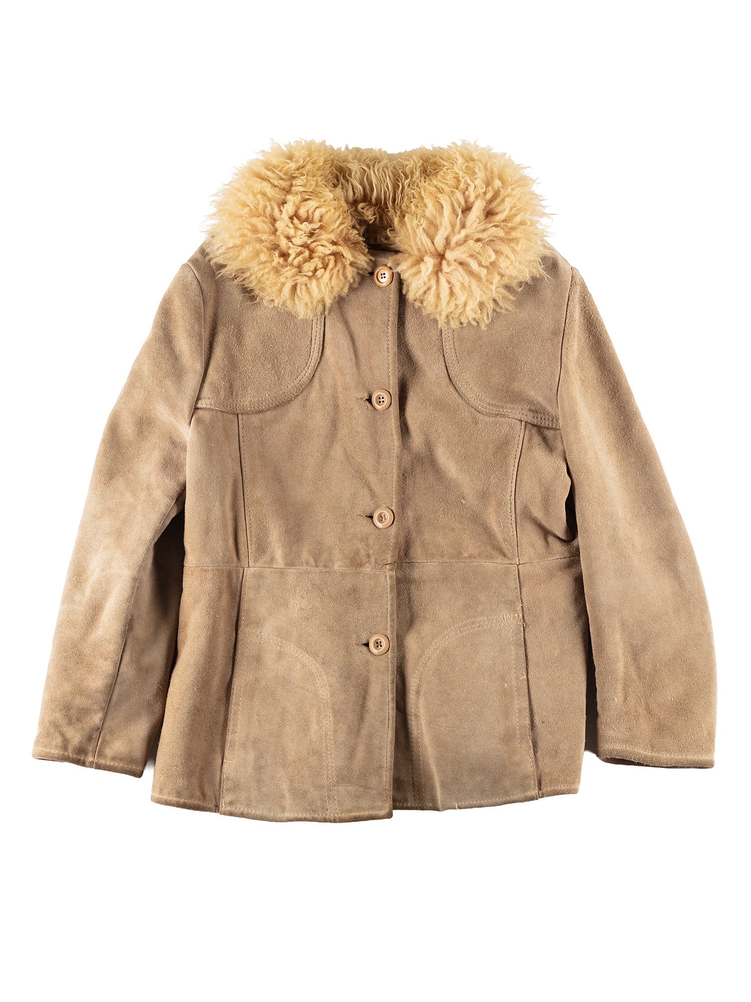 Vintage 90's Women Faux Sheepskin Coat in Beige by Northern Grip