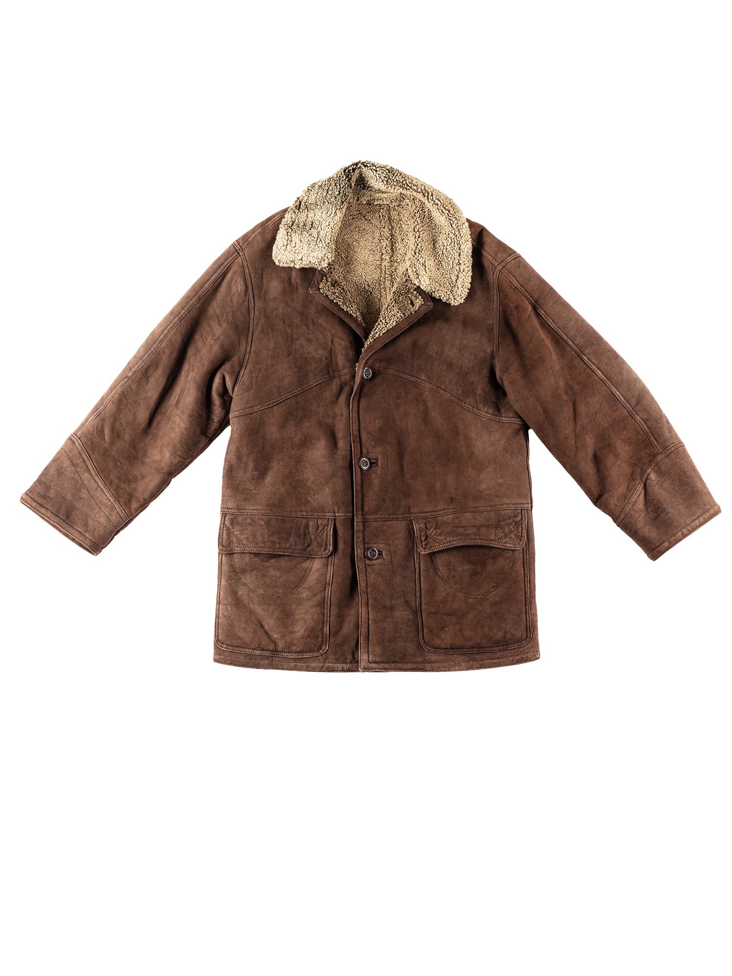 Vintage 80's Men Sheepskin Jacket in Brown by Northern Grip
