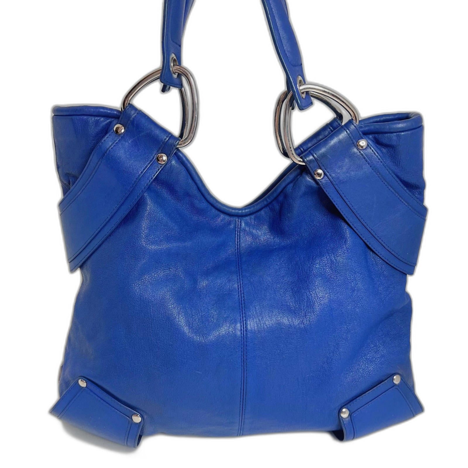 RARE y2k Vintage Kooba Royal Blue Leather Shoulder Bag Handbag Silver by Hot Girl Secondhand
