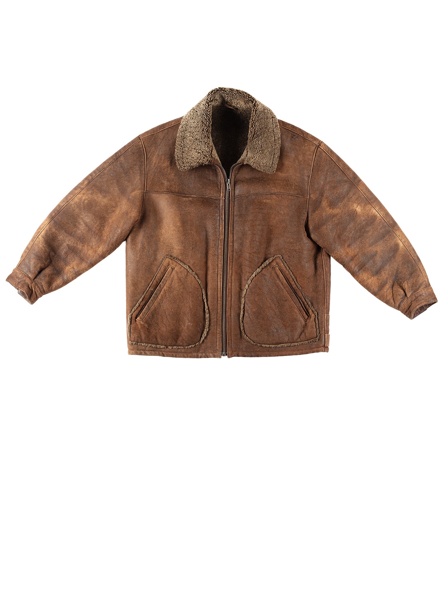 Vintage 80's Men Sheepskin Coat in Brown by Northern Grip