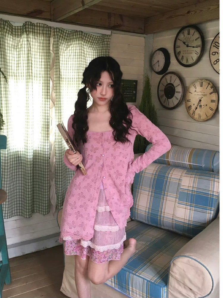Kawaii Butterfly Lace Cardigan - HIBABAO by Land Decora