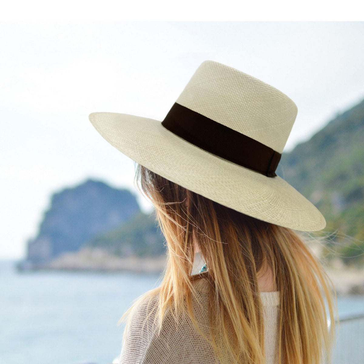 Premium Genuine Planter Panama Hat Handwoven In Ecuador - Round Flat C by ECUALAMA