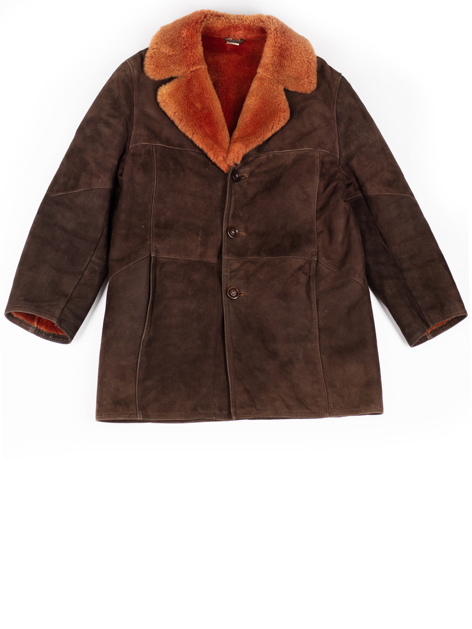 Vintage 70's Men Sheepskin Shearling Coat in Brown by Northern Grip