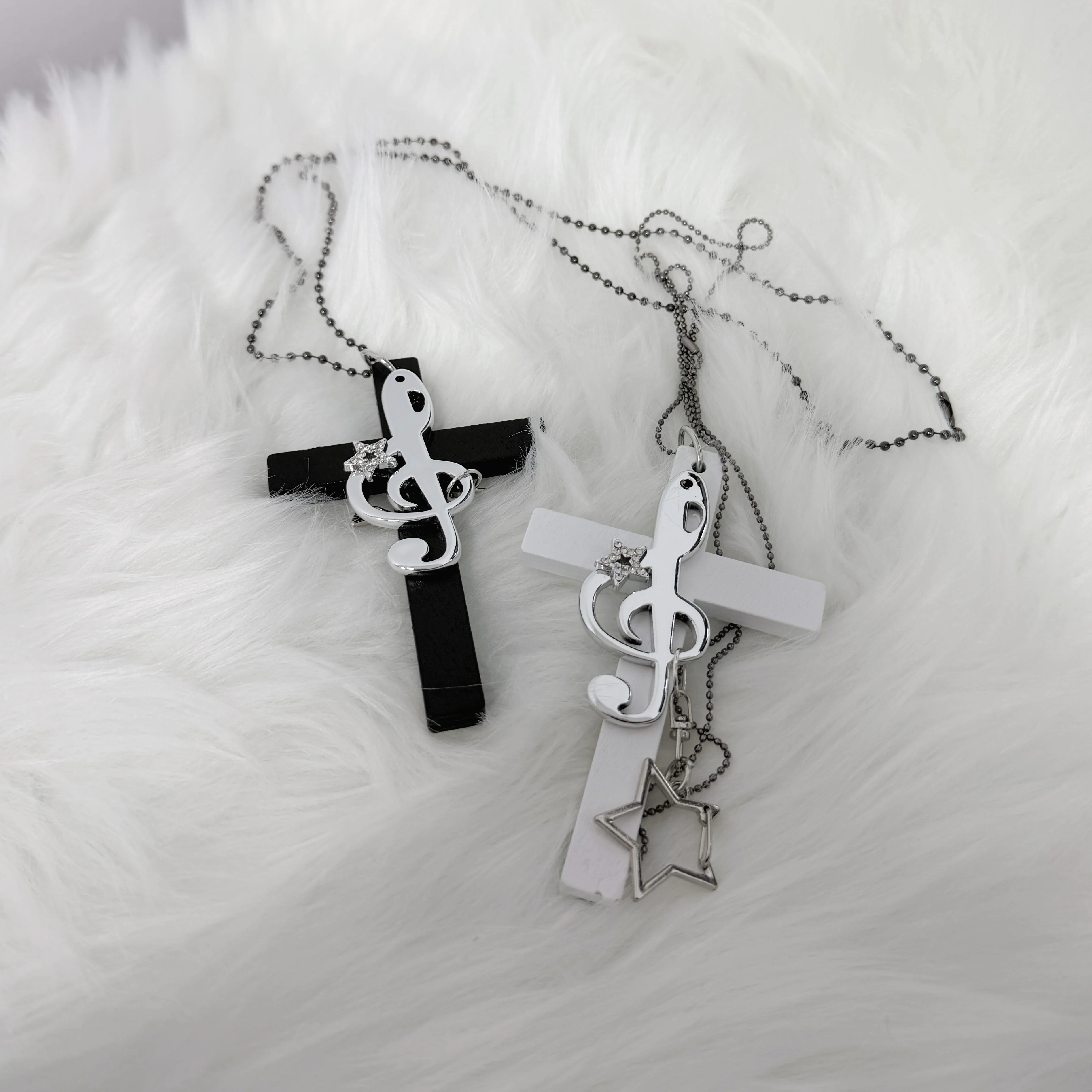 1Gangster Inn Vintage Cross Music Note Punk Necklace by Land Decora