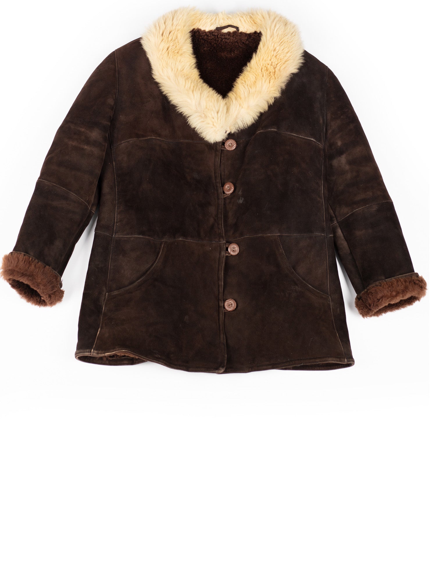 Vintage 70's Women Sheepskin Shearling Penny Lane Jacket in Brown by Northern Grip