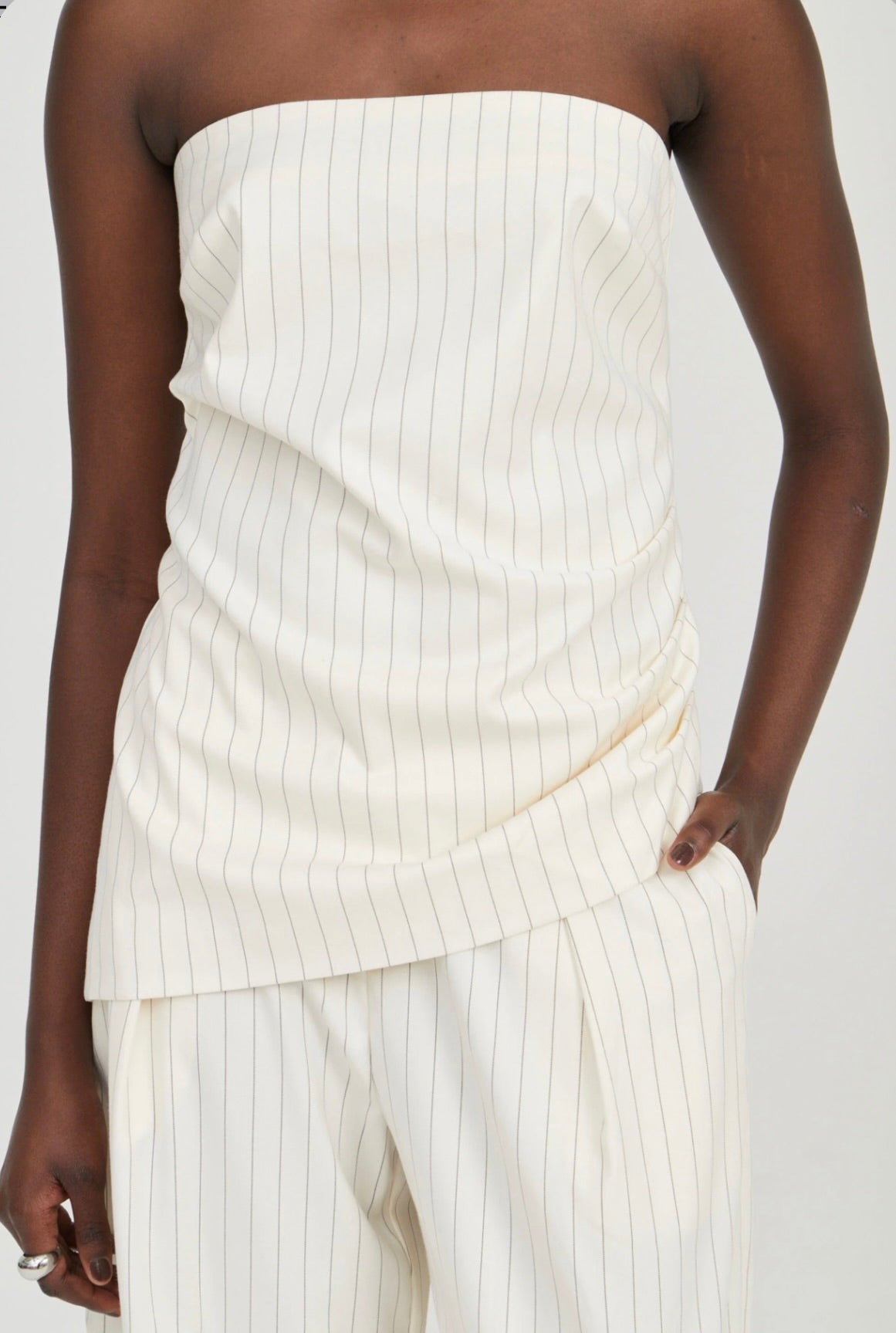 THIRD FORM Obscura Pinstripe Strapless Top by Sierra Deene