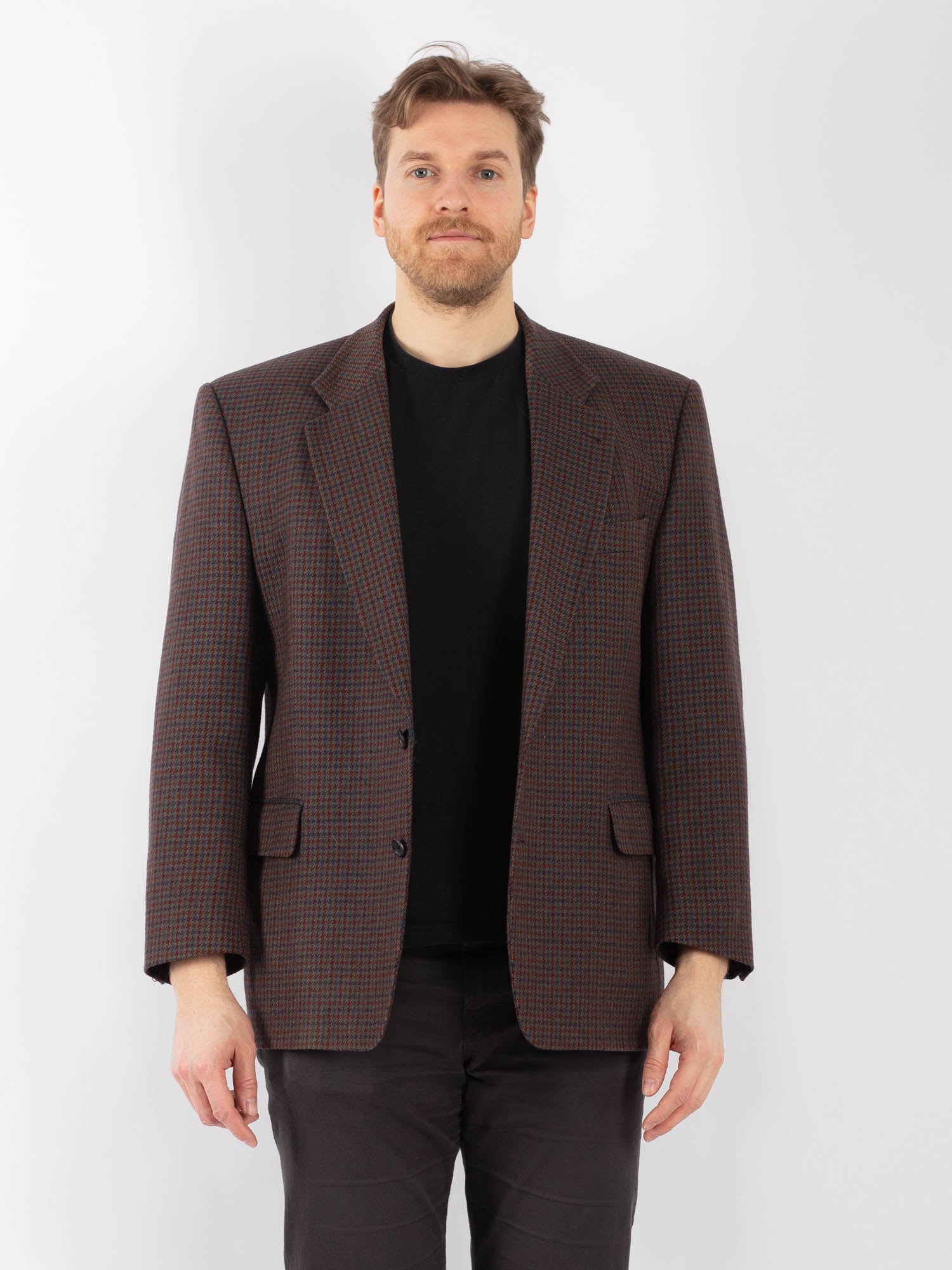 Vintage 70's Men Wool Blazer Jacket in Multi by Northern Grip