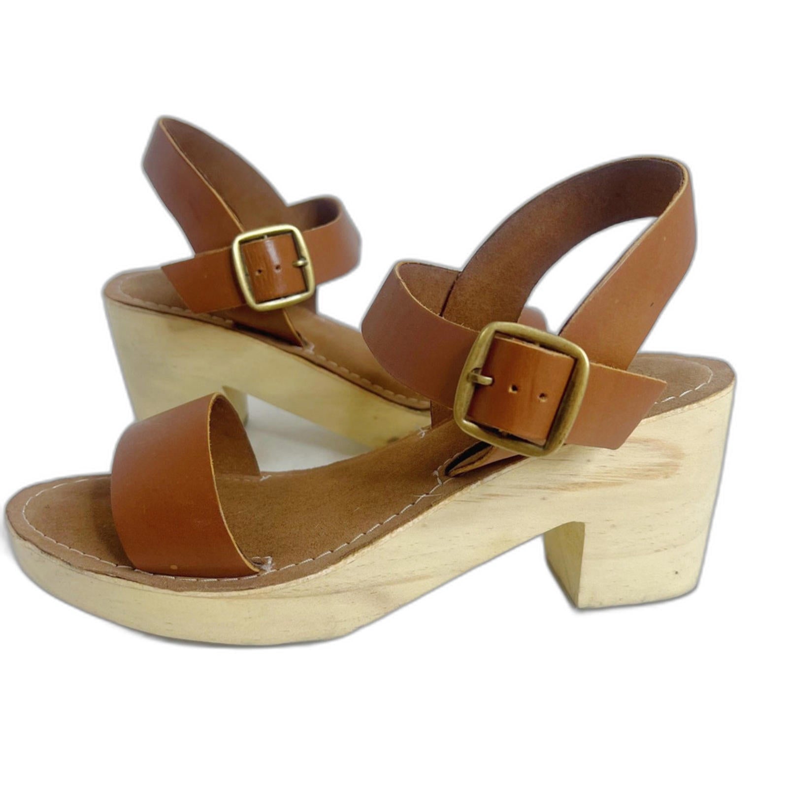 UO Urban Outfitters Maggie Heeled Clog Sandal Brown Platform Sandal Si by Hot Girl Secondhand