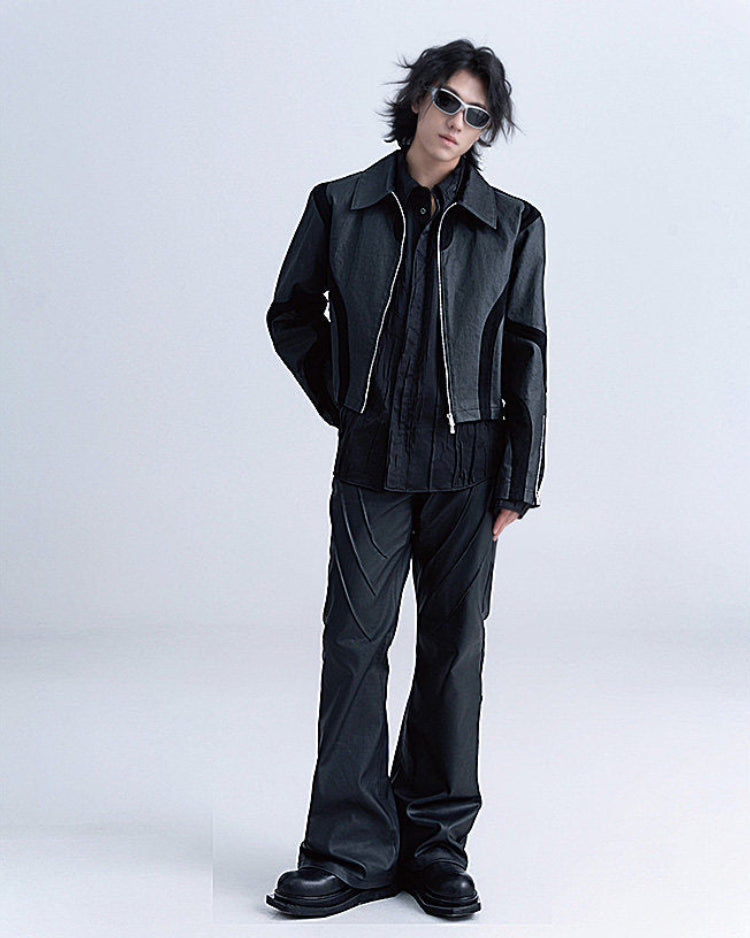 Waxed Dark Flare Pants by OFFCULTURE