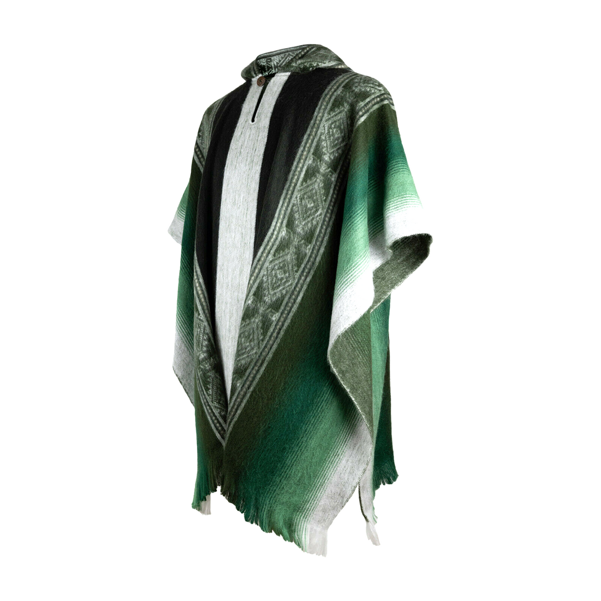Lightweight Baby Alpaca Wool Unisex Hooded Poncho Pullover - Emerald Green by ECUALAMA