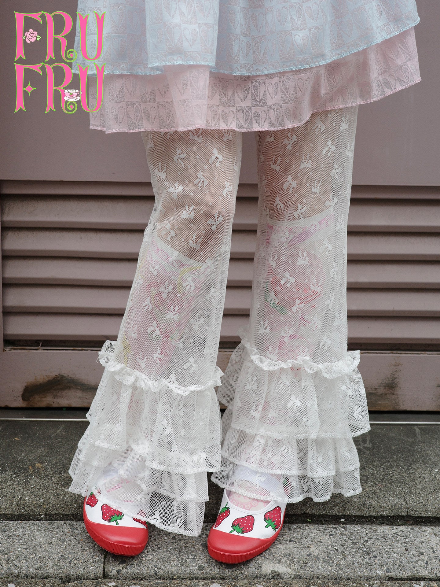 Lace Bow Flare Pants | Y2K Girly Kawaii Fashion by Land Decora