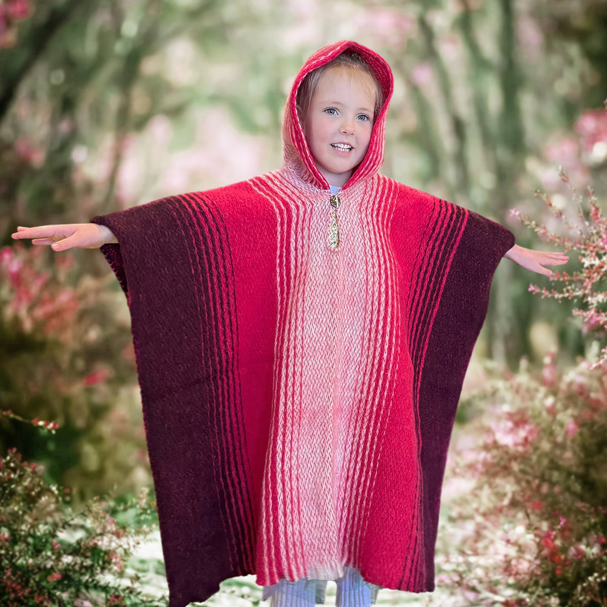 Kullki - Llama Wool Unisex South American Handwoven Kids Poncho Pullov by ECUALAMA