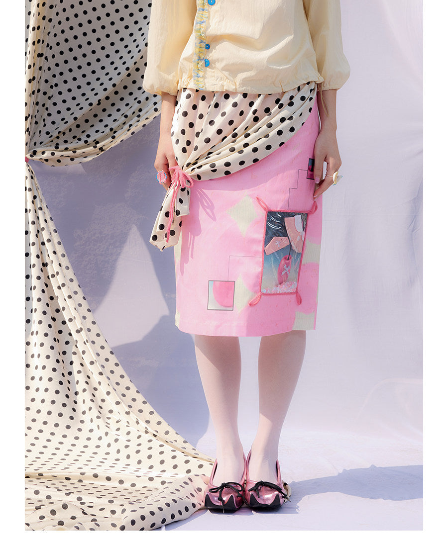Y2K Kawaii Pink Midi Skirt - UnsocialNight by Land Decora