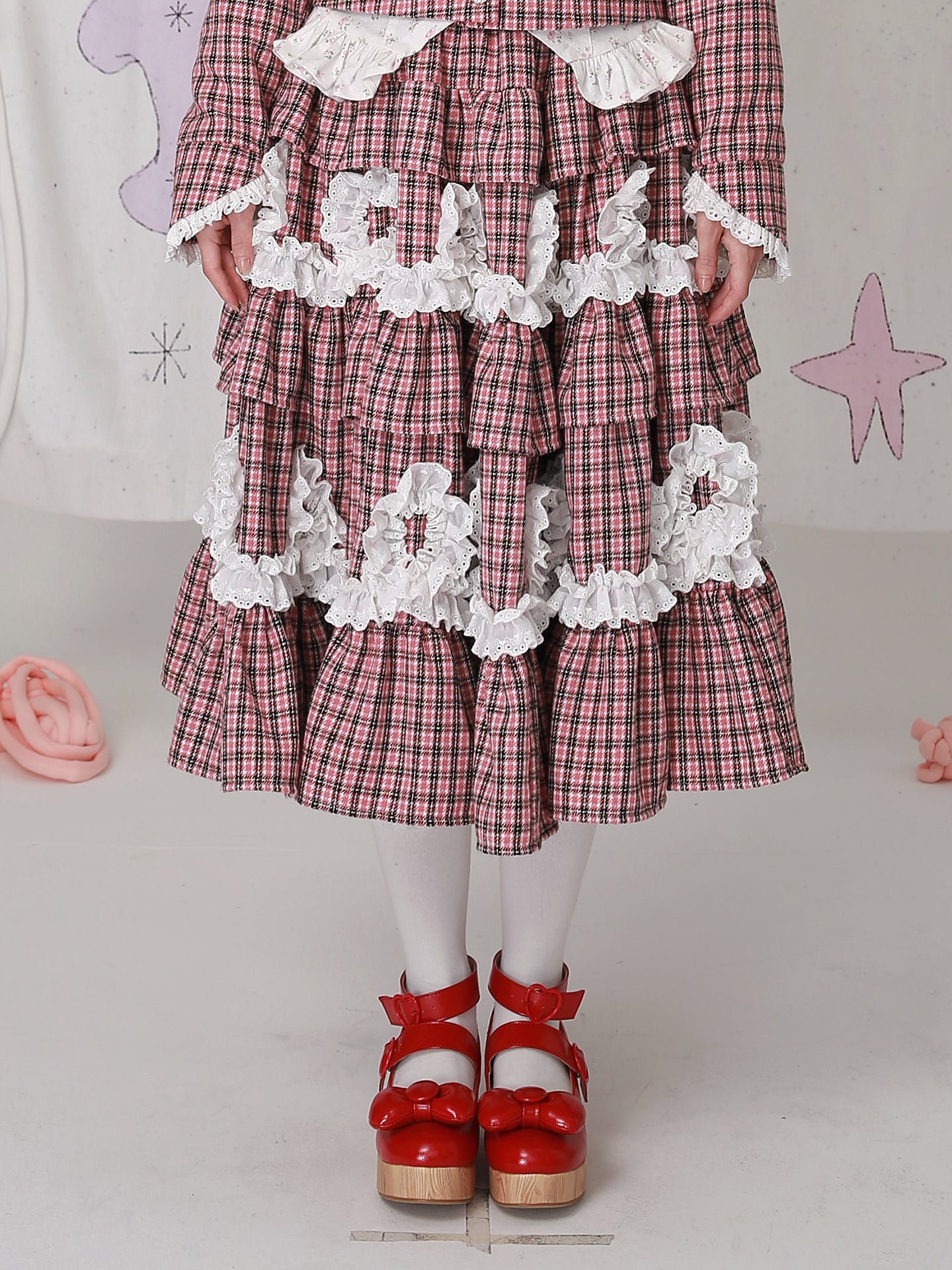 Kawaii Skirt Showa Retro Lolita Layered Cake Midi - SOS MEME CLUB by Land Decora