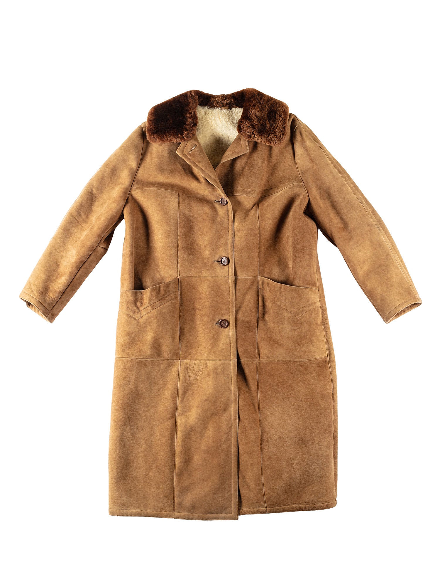 Vintage 80's Women Sheepskin Coat in Brown by Northern Grip