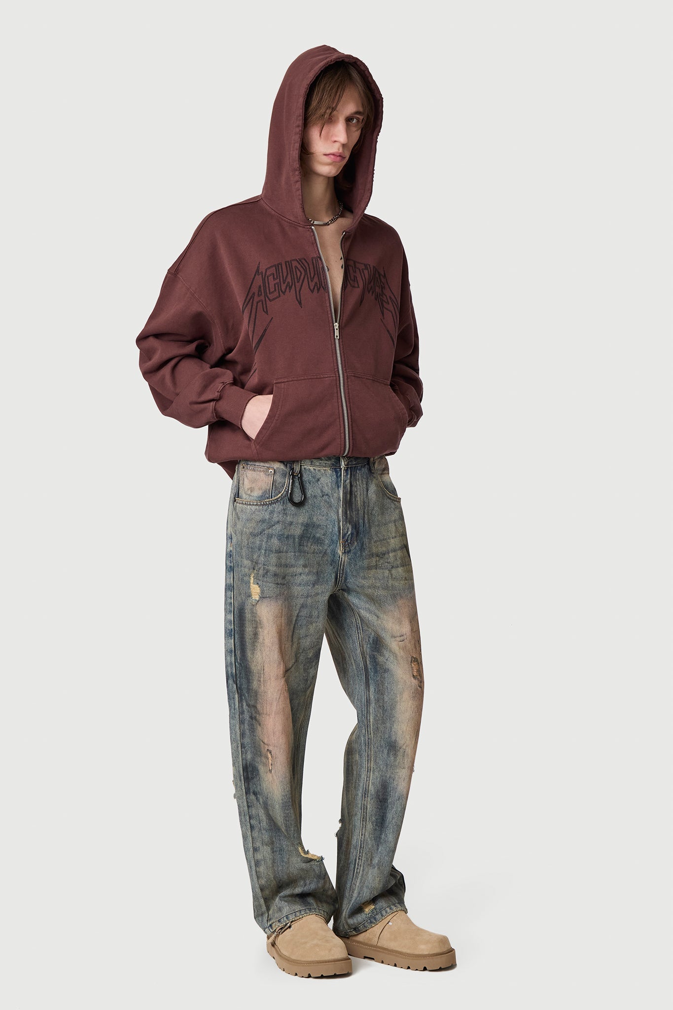 PUNKER ZIP HOODIE 2 RANCH BROWN by Acupuncture1993