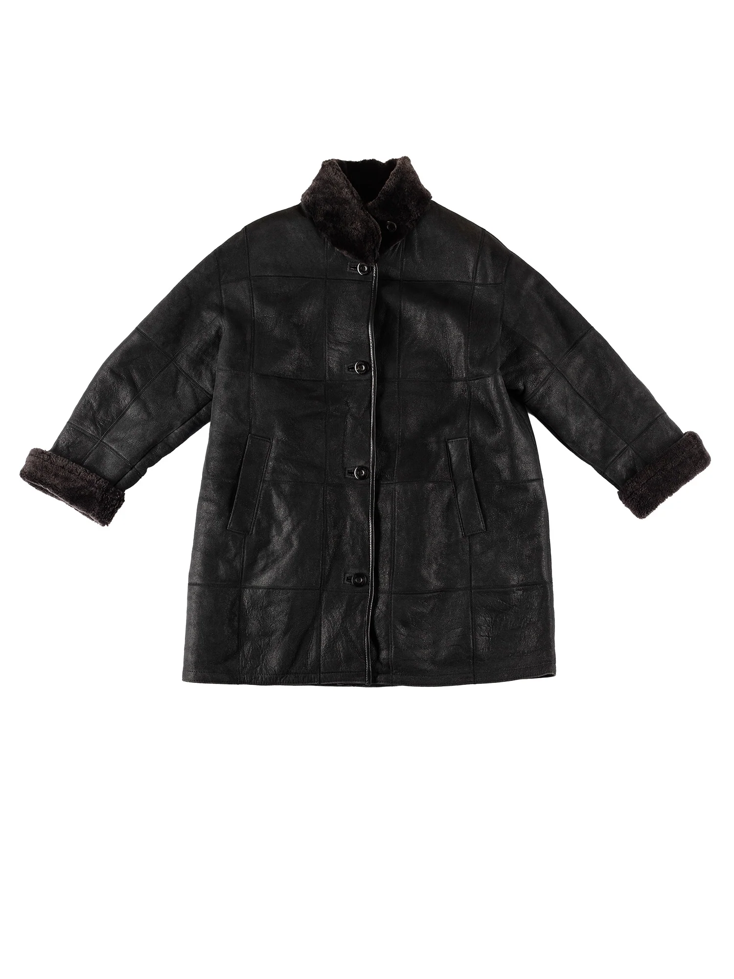 Vintage 80's Women Sheepskin Coat in Black by Northern Grip