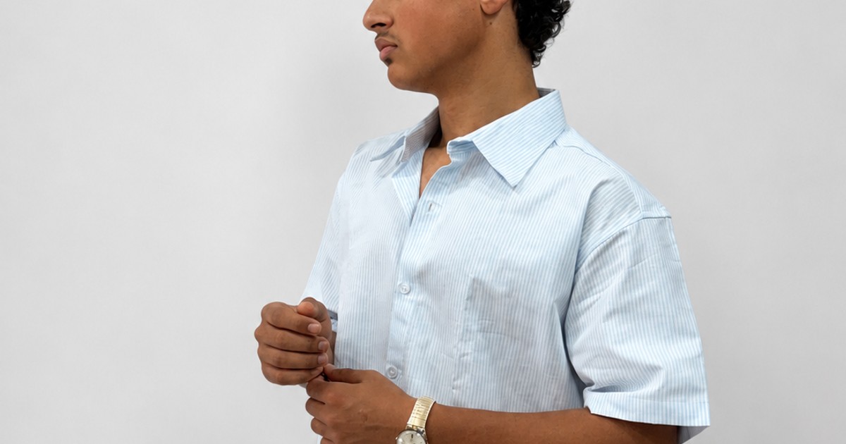 Blue Striped Oxford Boxy Shirt by Attirity