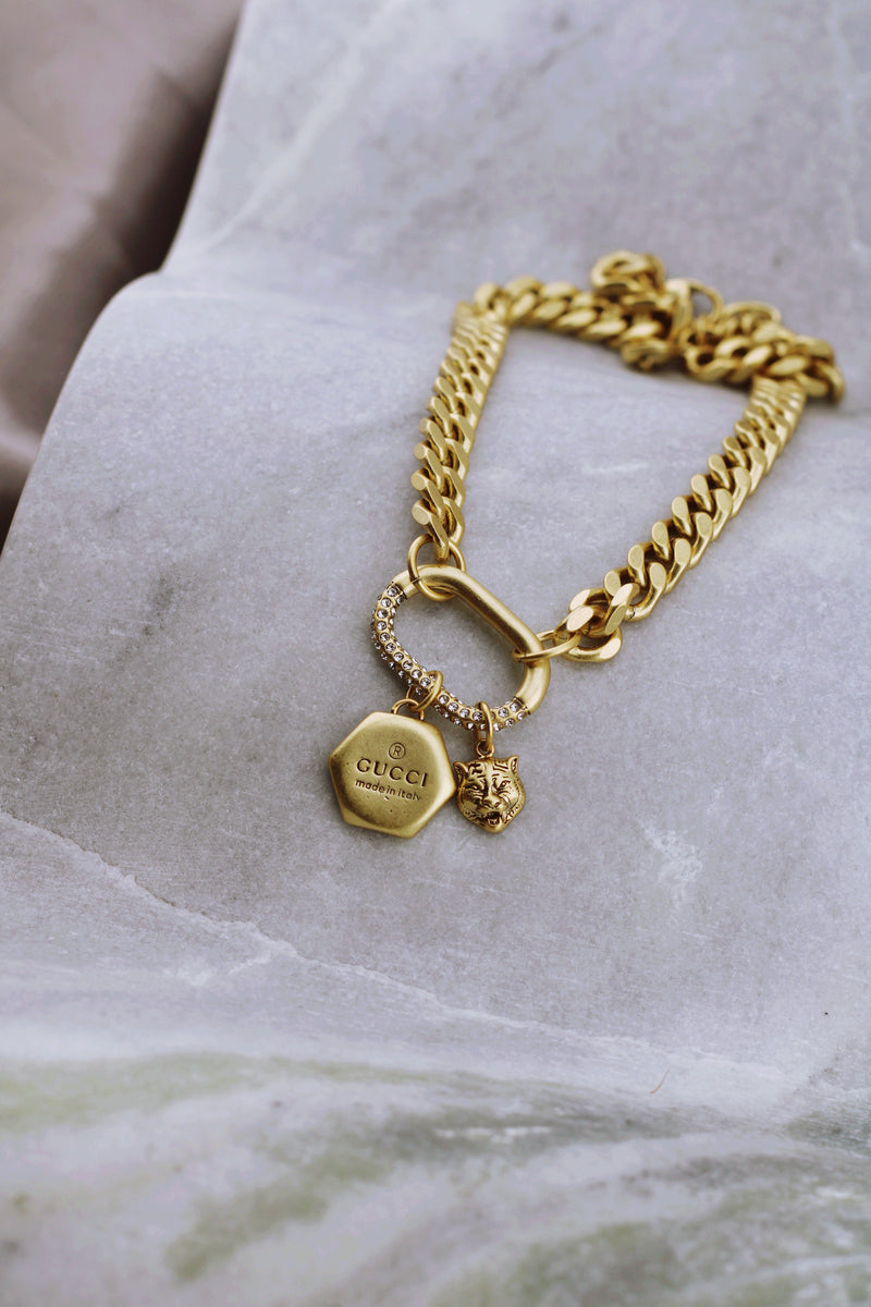 SAVAGE LUXE TAG NECKLACE IN GOLD by RAËLIV