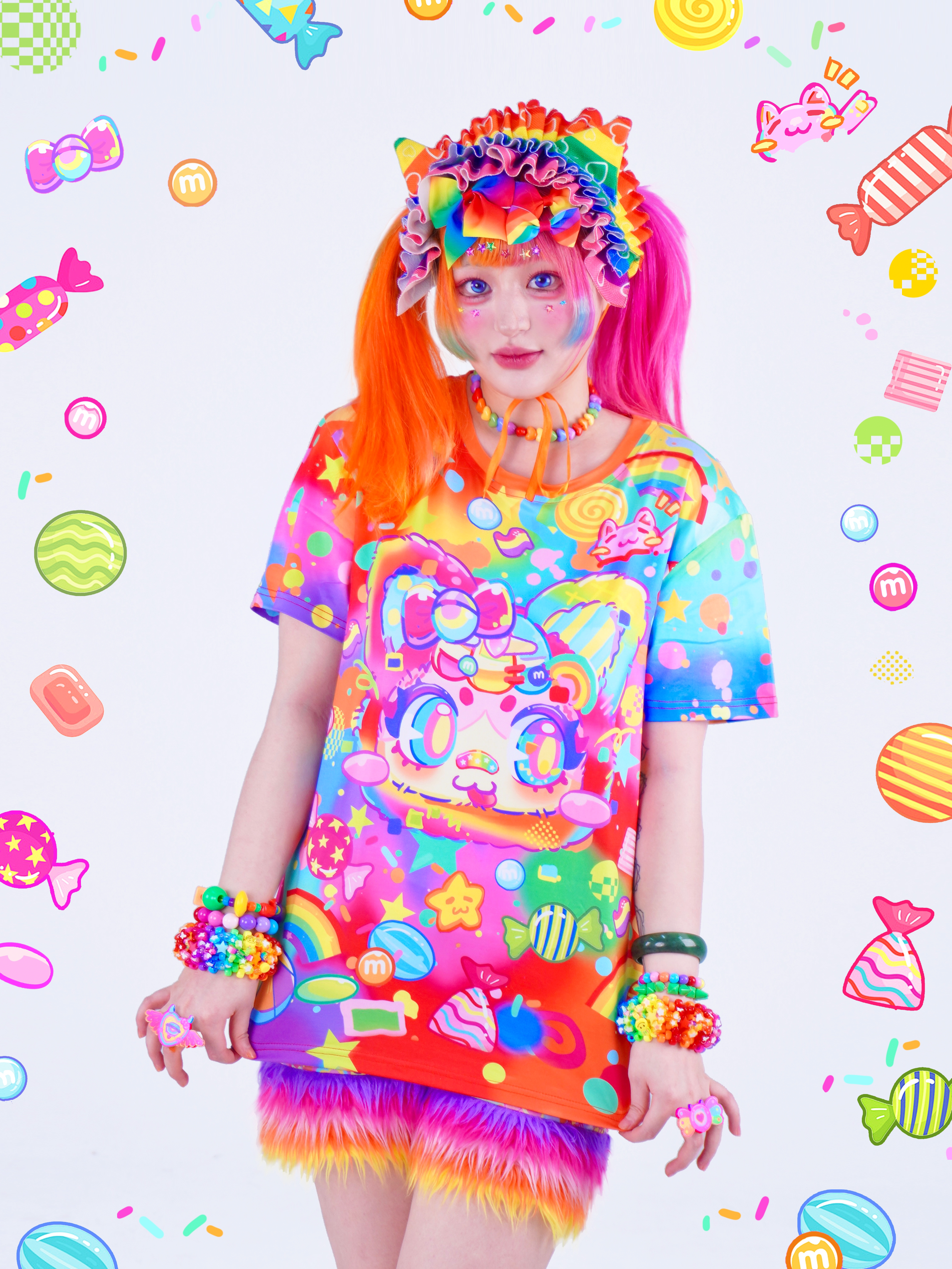 Decora Rainbow Cat Tee - Dream Bubble by Land Decora