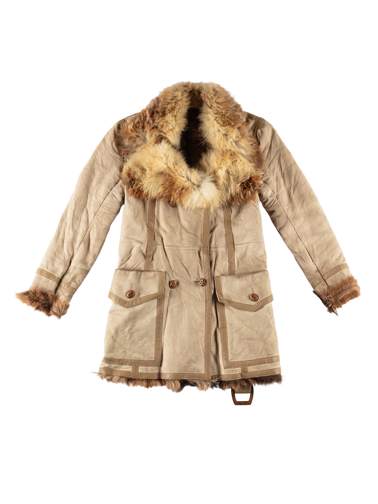 Vintage 70's Women Penny Lane Sheepskin/Fur Coat in Beige by Northern Grip