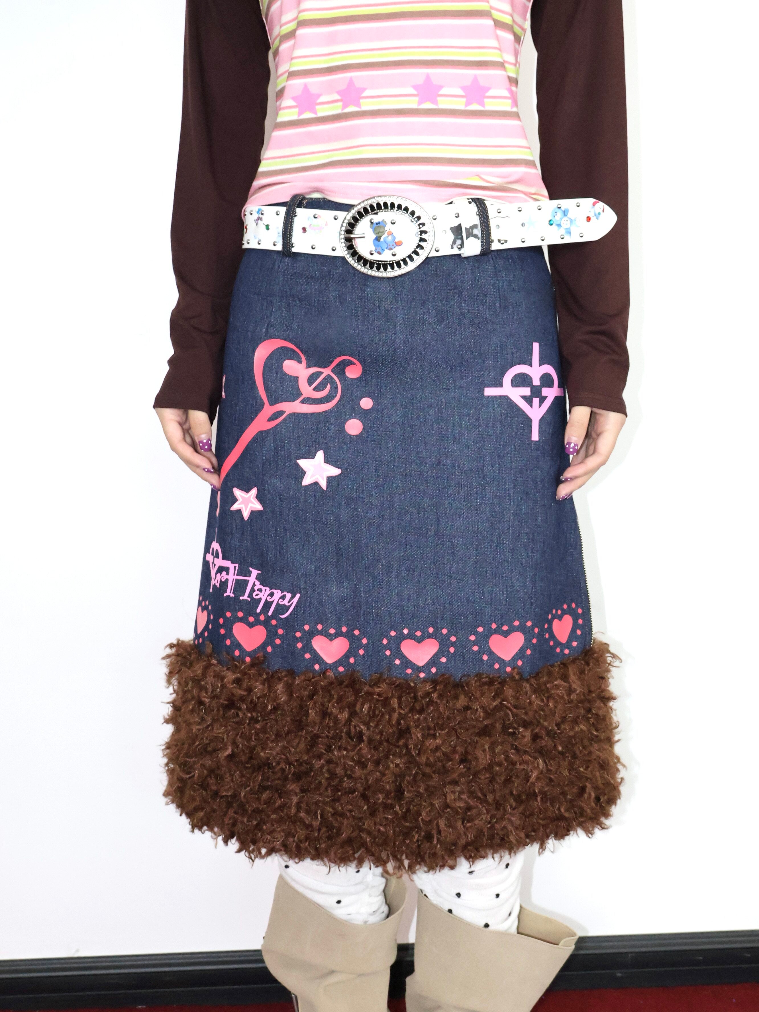 Denim Patch A-Line Skirt - OurHappy by Land Decora