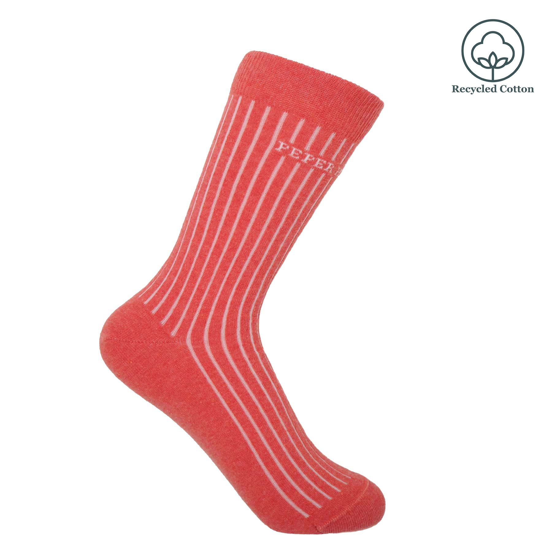 Recycled Ribbed Women's Socks - Coral by Peper Harow