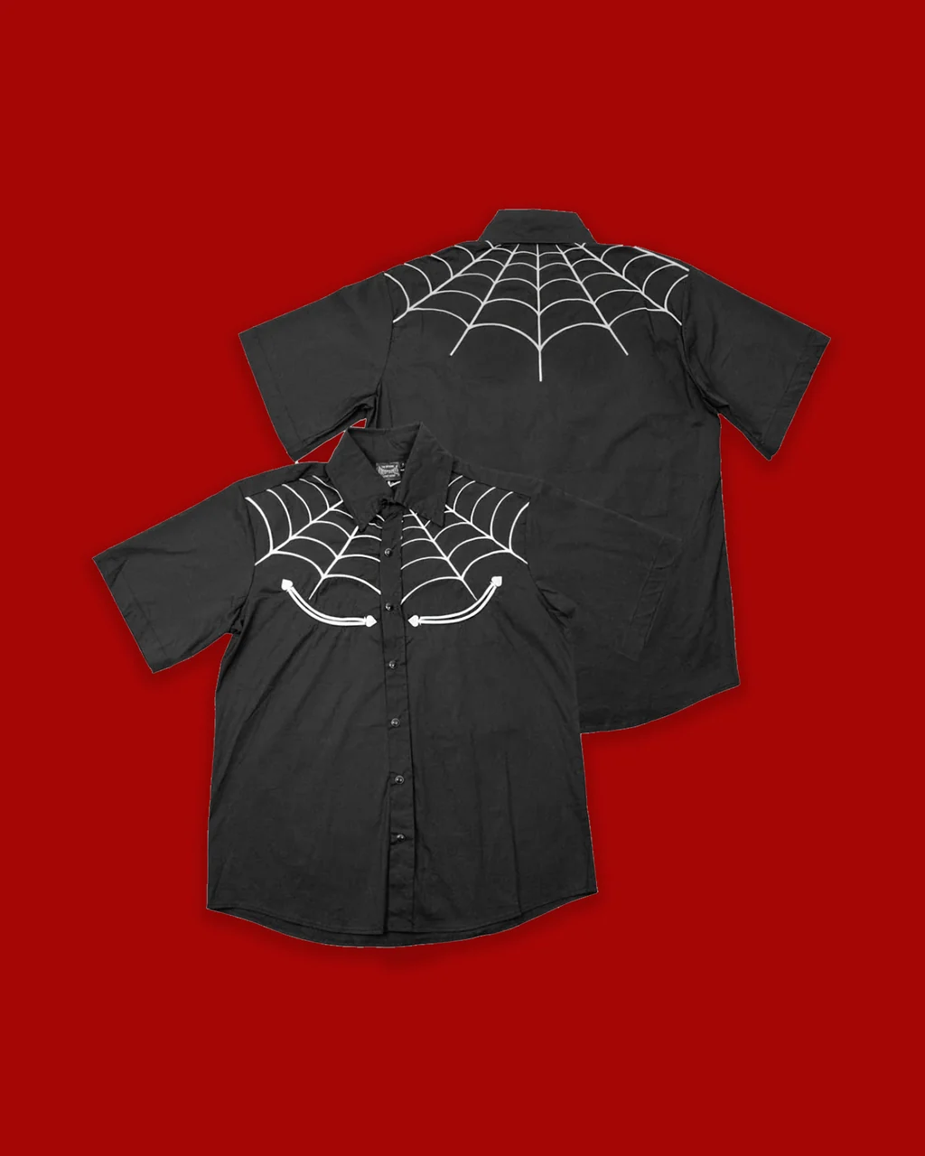 Spiderweb White Western Shirt by KATAKOMB