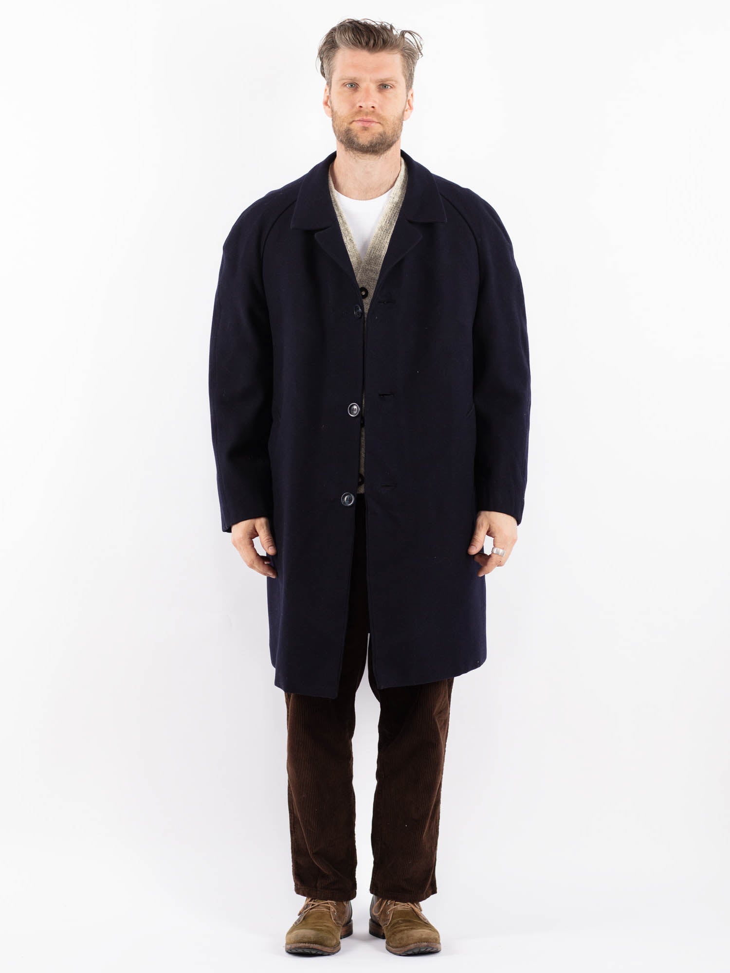 Vintage 70's Men Wool Coat in Blue by Northern Grip