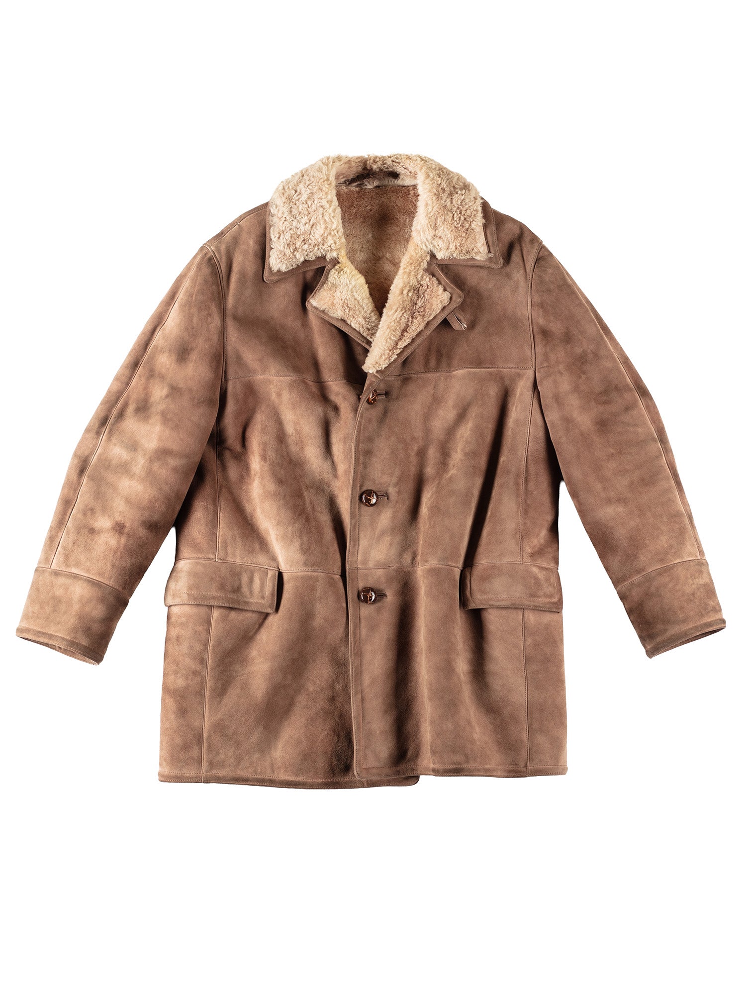 Vintage 80's Men Sheepskin Coat in Beige by Northern Grip