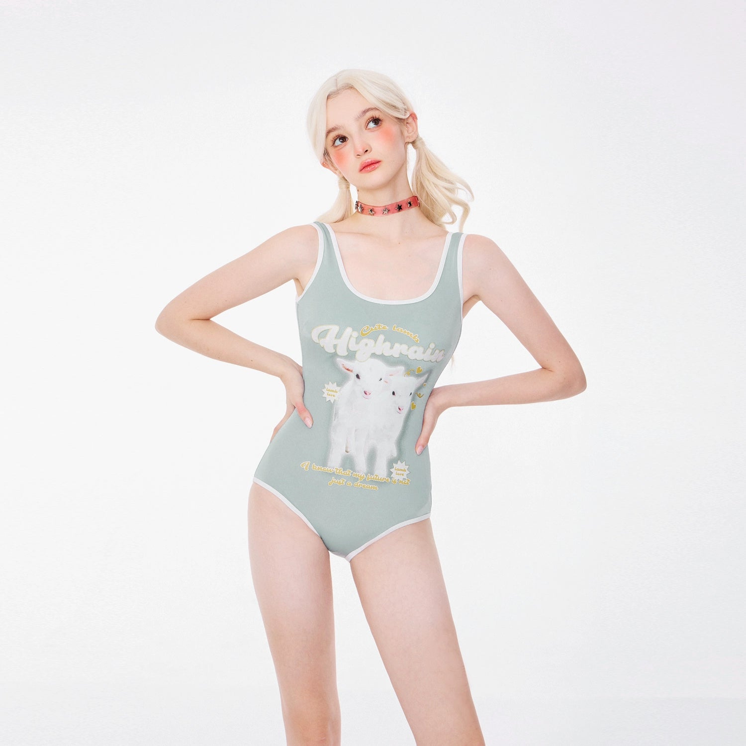 Harajuku Dopamine Racerback Swimsuit – Slimming & Stomach-Controlling by Land Decora