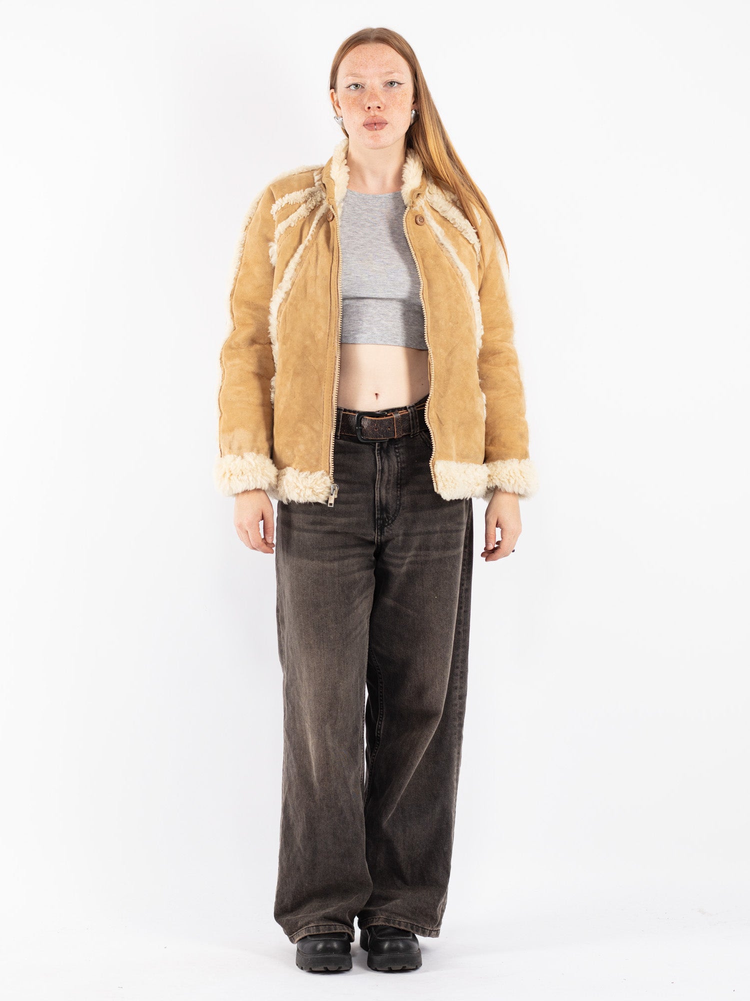Vintage 70's Women Sheepskin Jacket in Beige by Northern Grip
