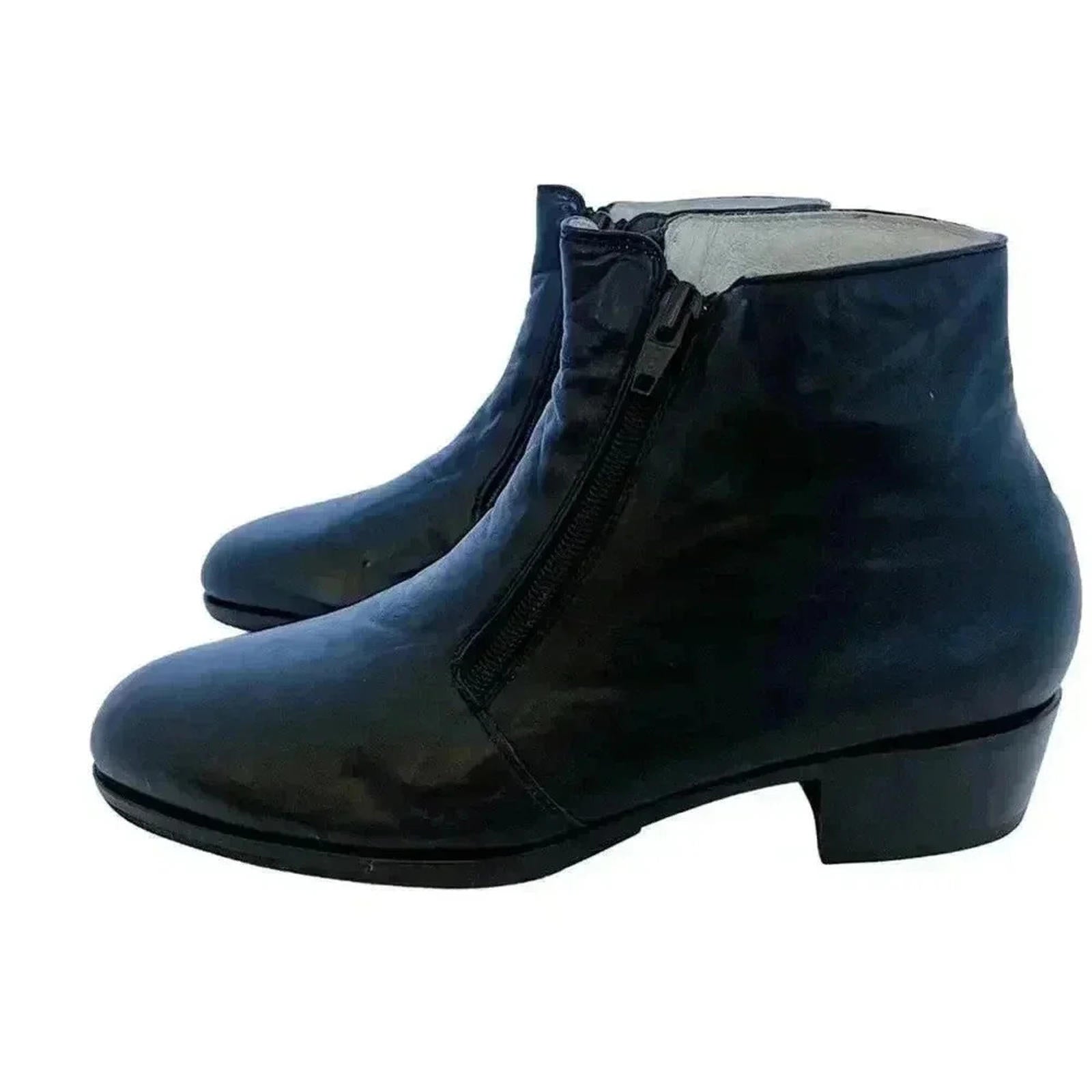 Valentino Vintage Black Leather Booties Ankle Boots Double Zip Women's by Hot Girl Secondhand