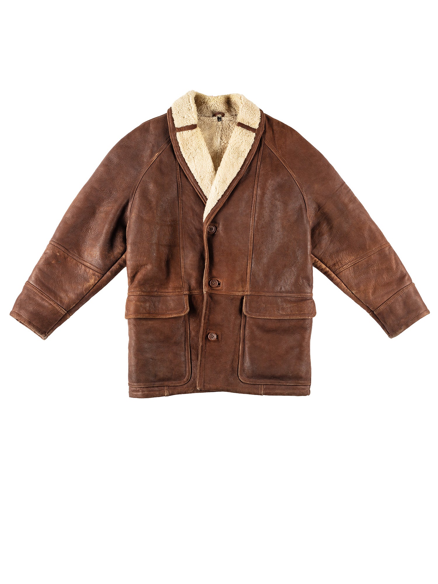 Vintage 80's Men Sheepskin Coat in Brown by Northern Grip