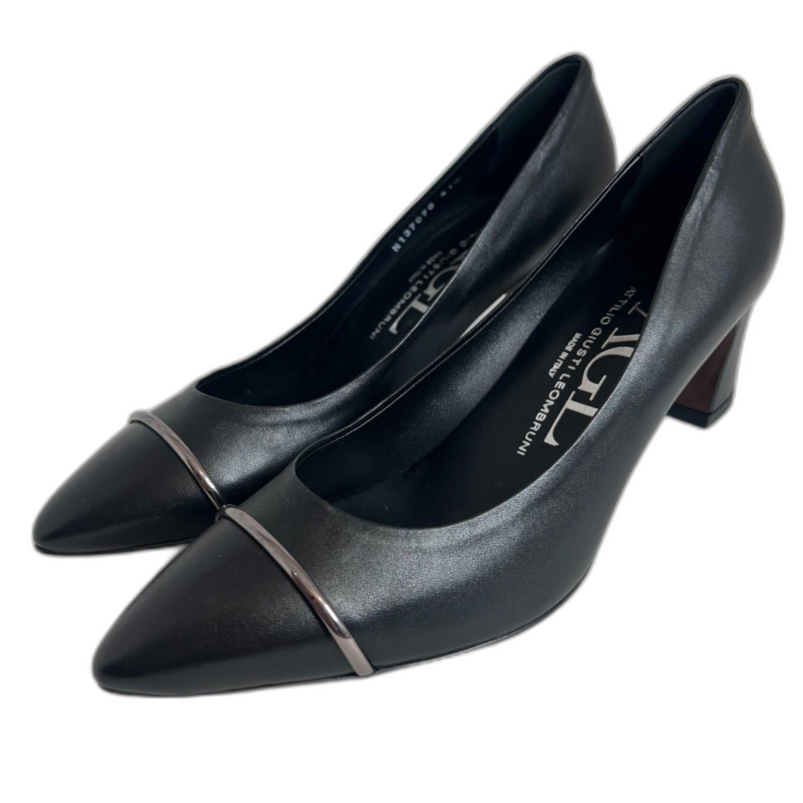 NWOT AGL Attilio Giusti Leombruni Black Leather Pointed Toe Heels Size by Hot Girl Secondhand