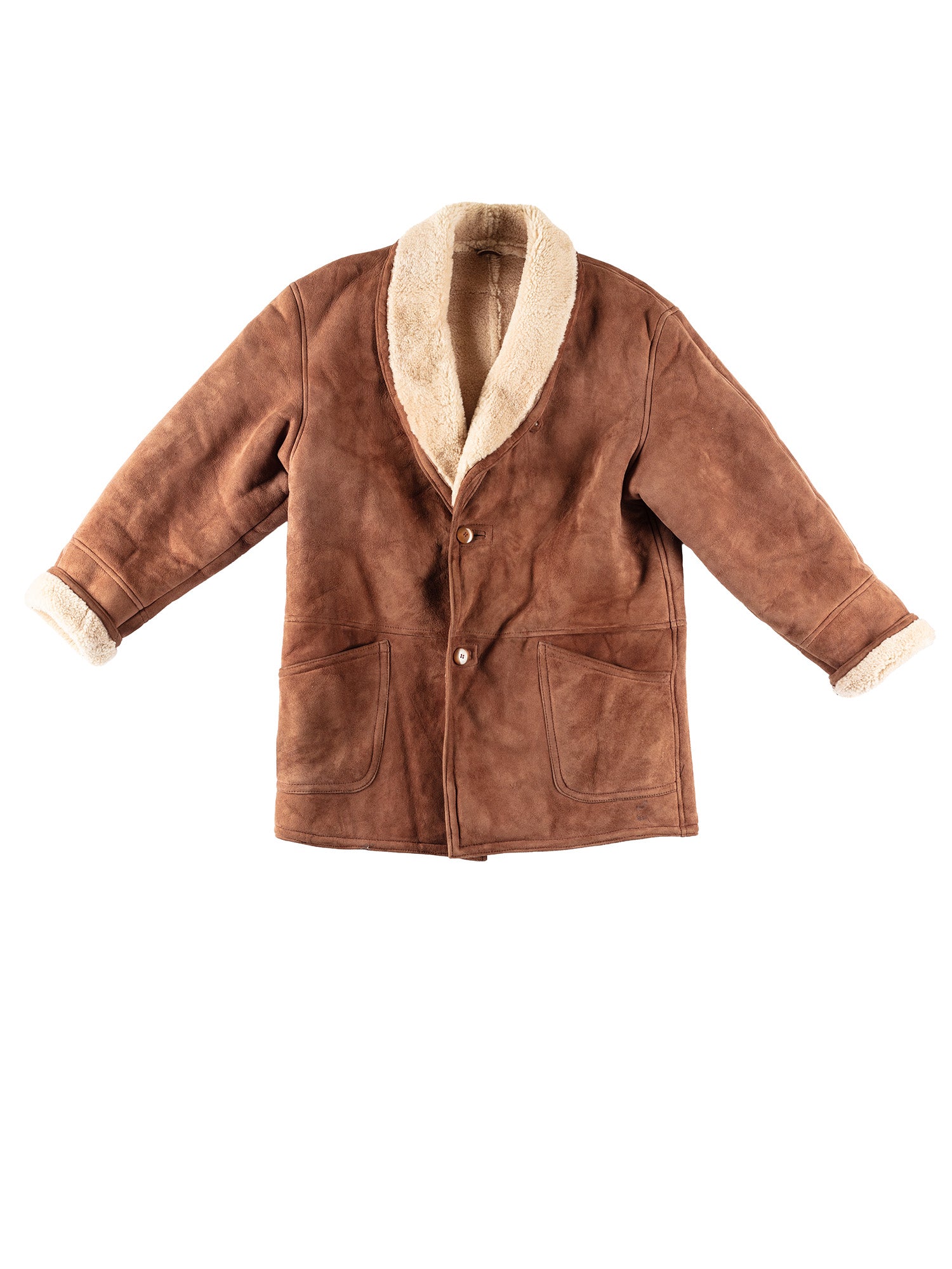 Vintage 80's Men Sheepskin Coat in Brown by Northern Grip