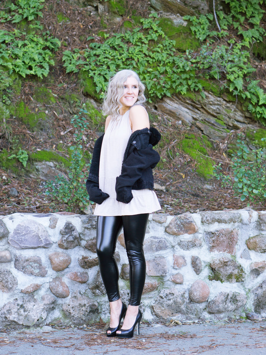 AUTUMN PEPLUM TANK IN BEIGE by RAËLIV