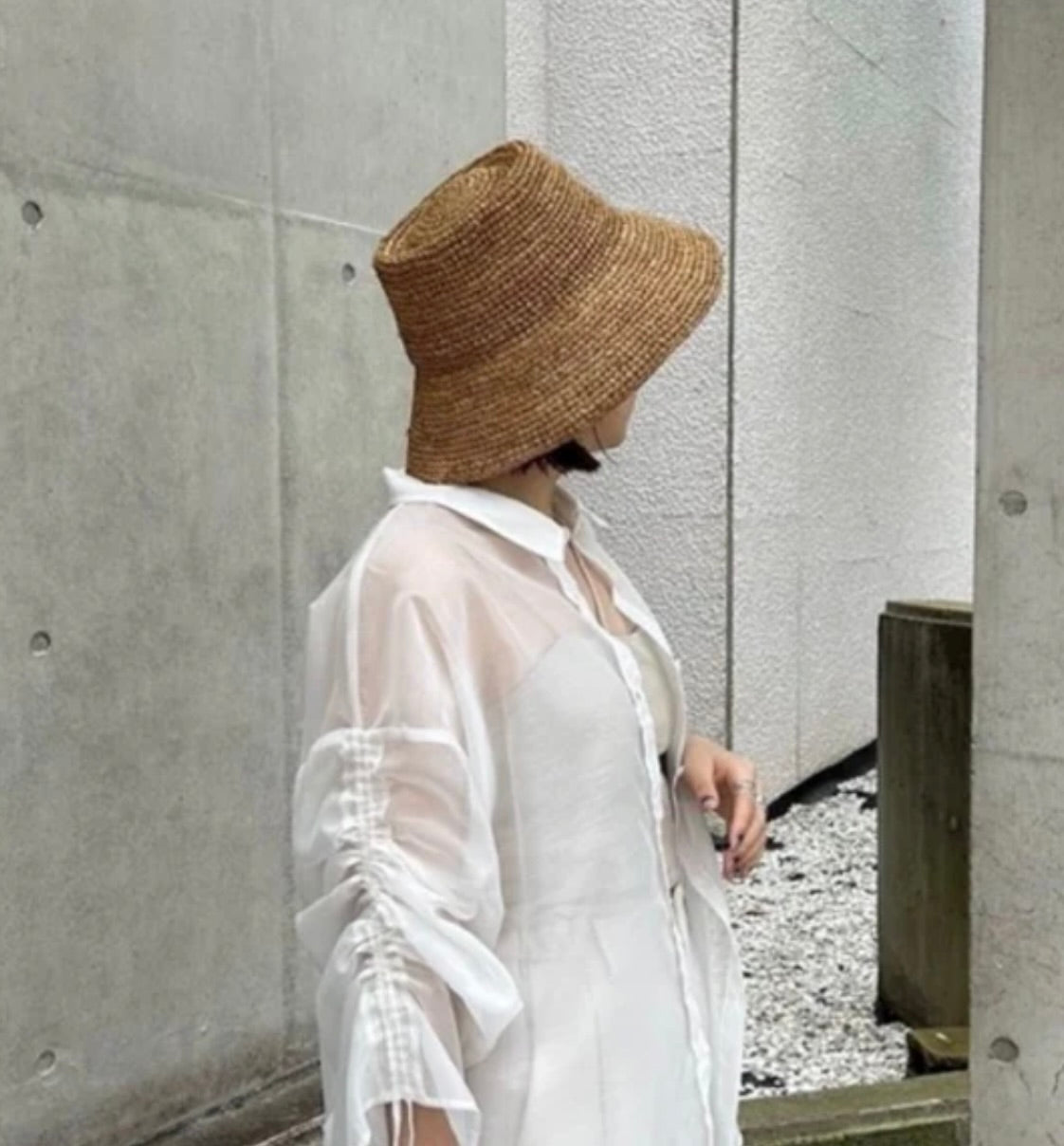 Wyeth Tali Raffia Bucket Hat in Camel by Sierra Deene