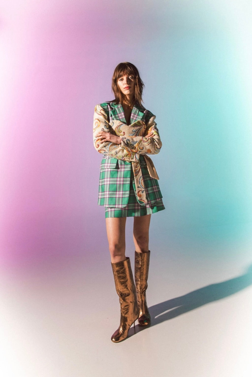 Simona Bonacci Green Plaid Mini Skirt by Sierra Deene