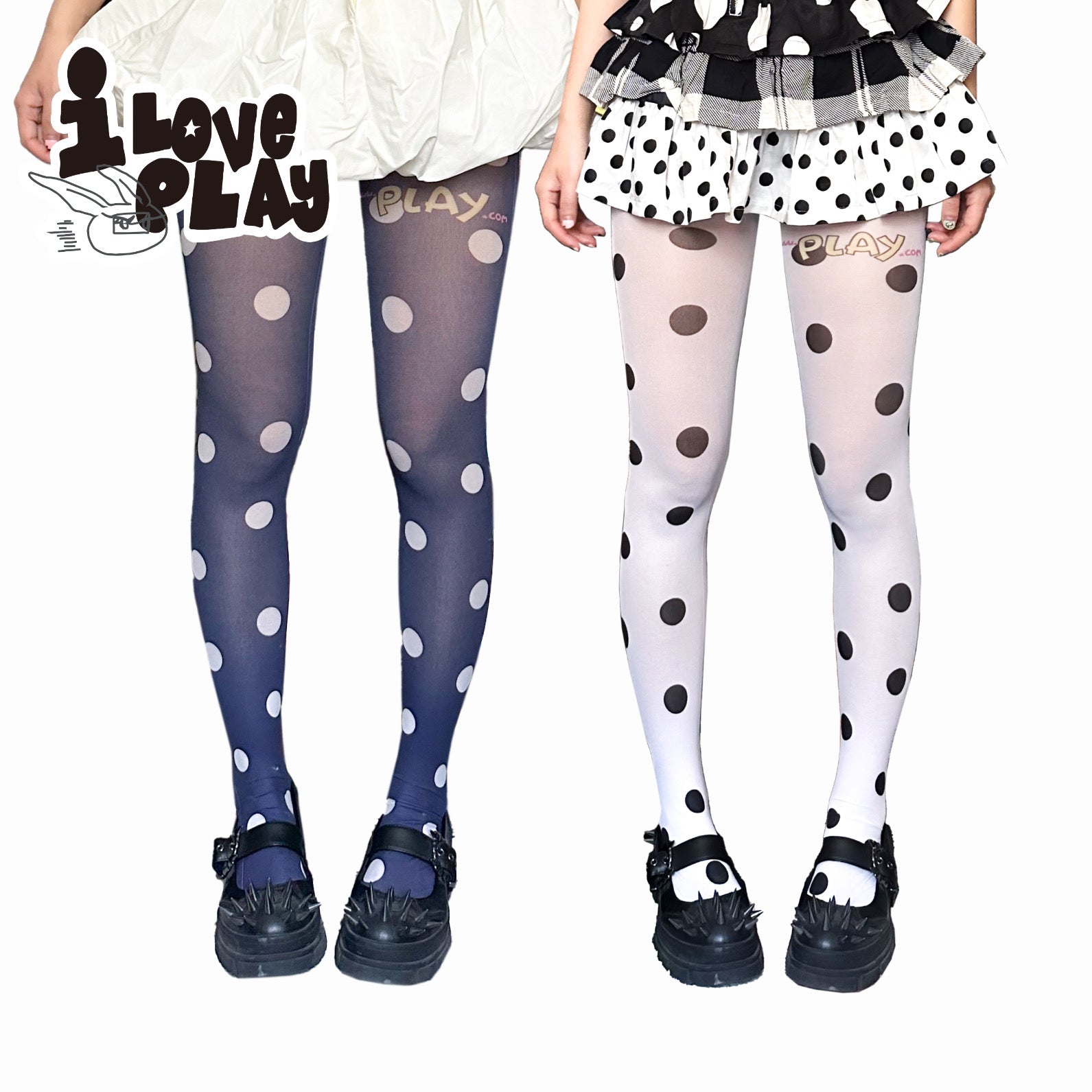 Y2K Velvet Tights Blue Polka Dot Print - Loveplay by Land Decora