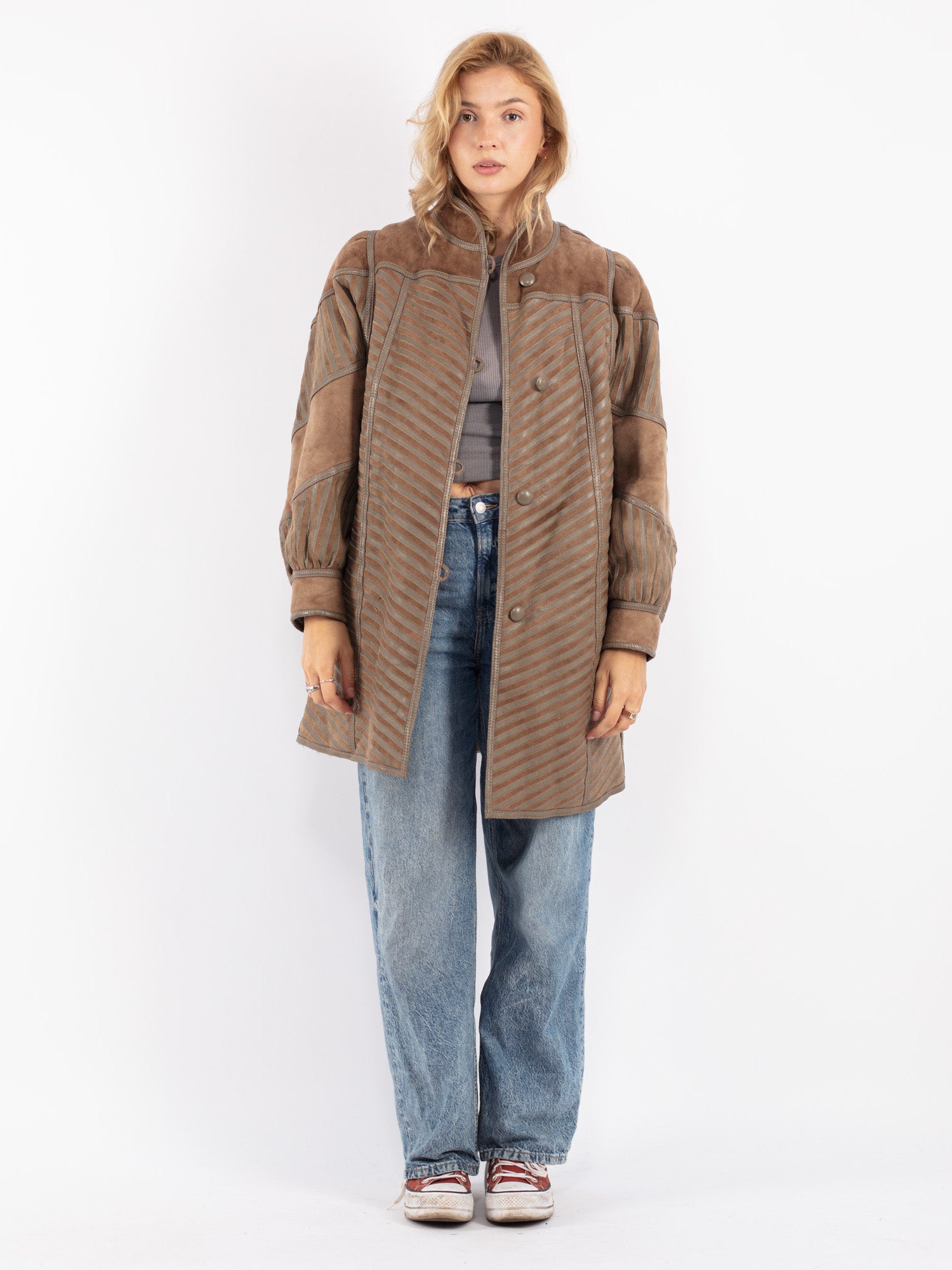 Vintage 70's Women Sheepskin Coat in Beige by Northern Grip
