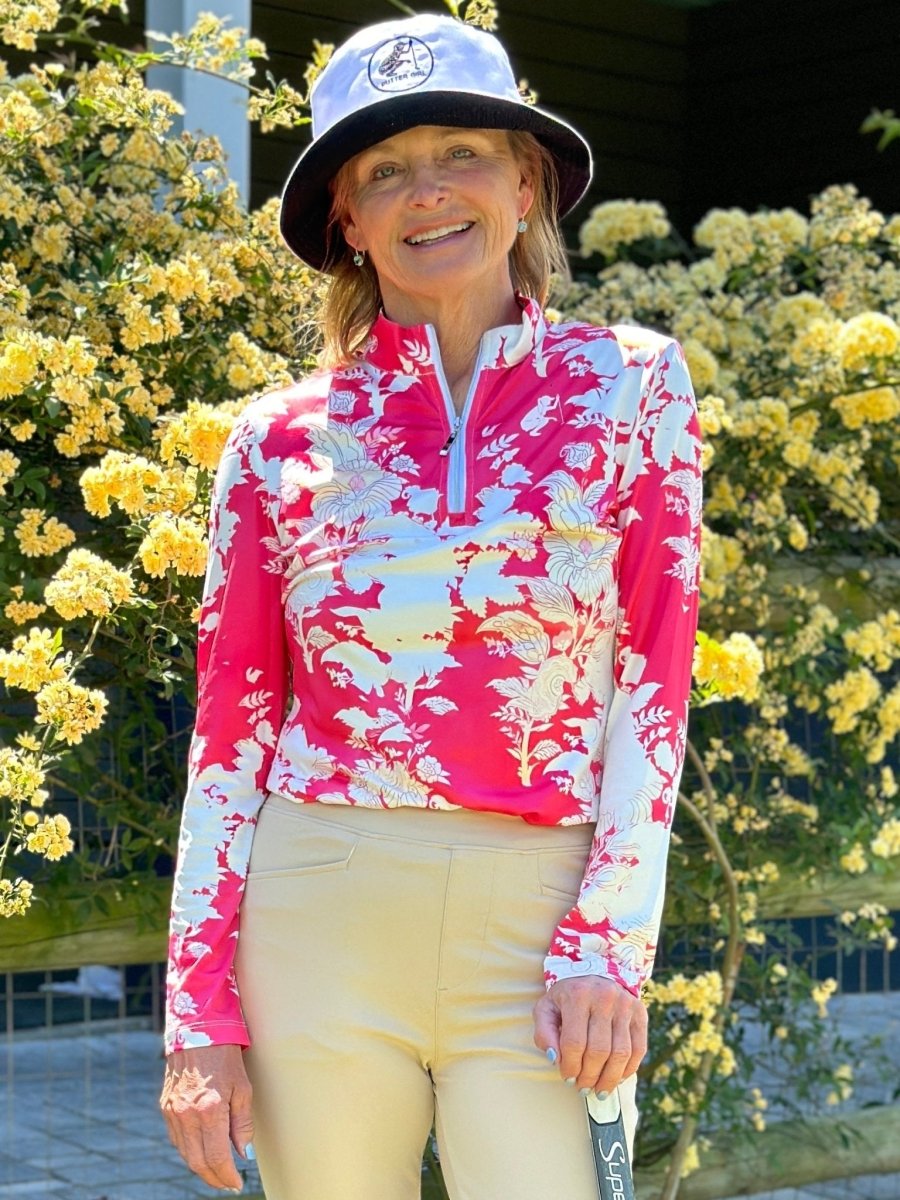 Spring Flowers Long Sleeve Polo by Putter Girl