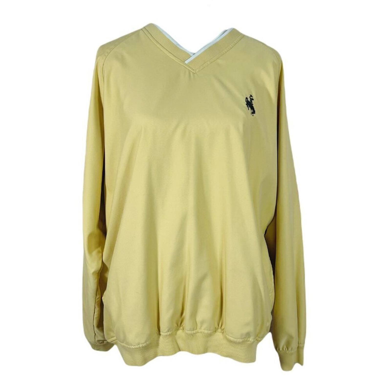 Vintage 1990s Ashworth Men's Golf Shirt Golf Jacket Yellow Blokecore S by Hot Girl Secondhand