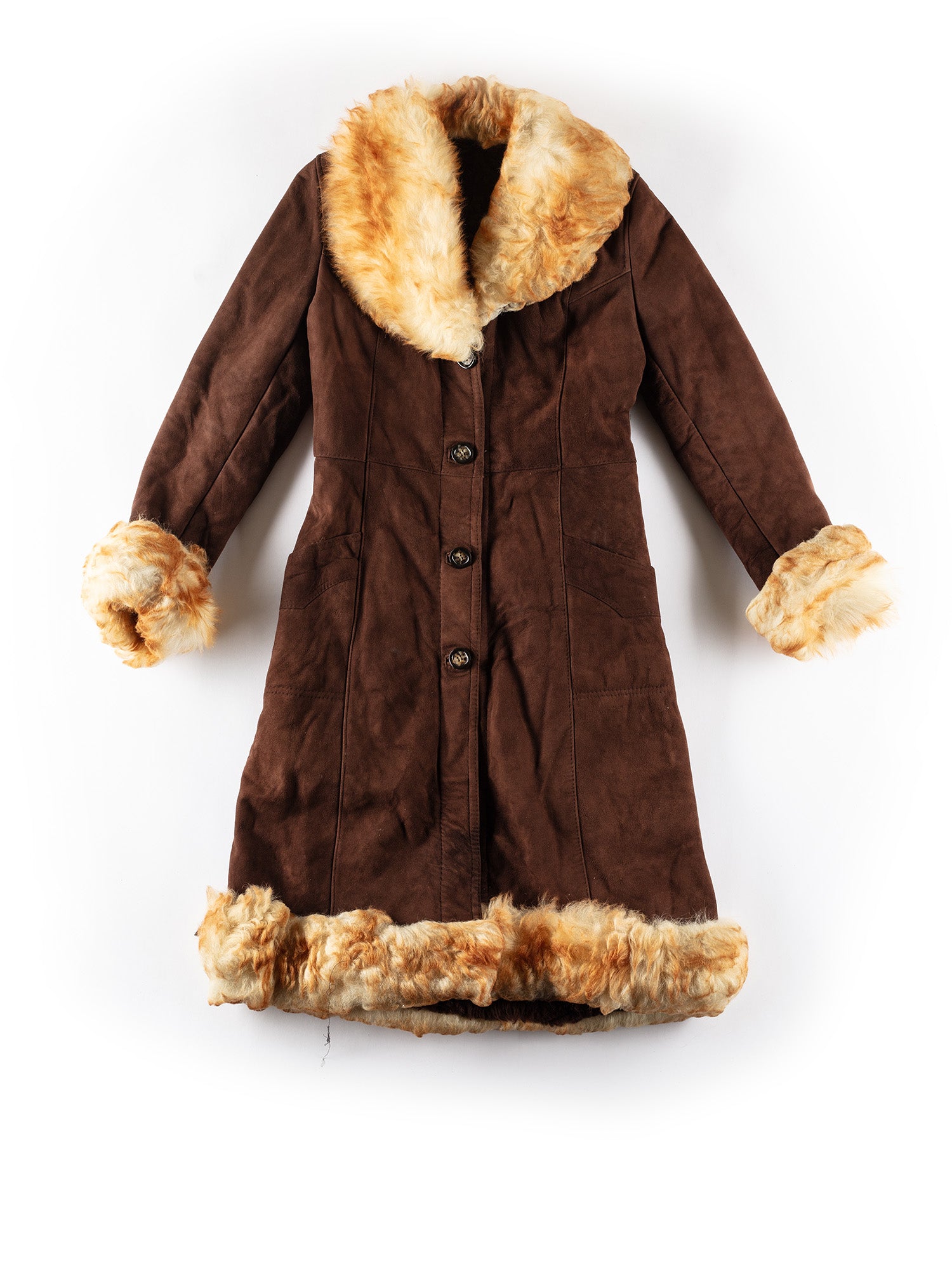 Vintage 70's Women Sheepskin Penny Lane Coat in Brown by Northern Grip